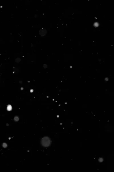 Struttura Della Tempesta Neve Bokeh Luci Sfondo Nero Colpo Volare — Foto Stock