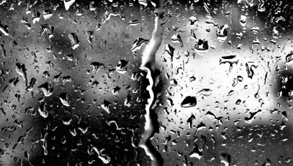 Regentropfen Auf Dem Glas Schwarz Weiß Foto — Stockfoto