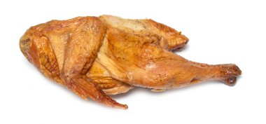 Füme tavuk beyaz zemin üzerine