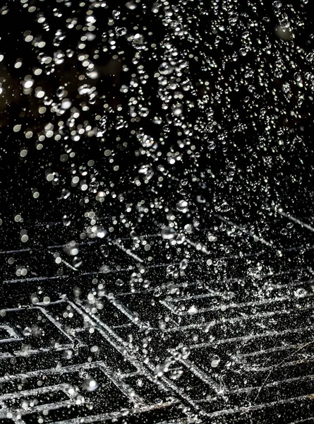 Water Splash Dark Drops Water Flying Defocused Bokeh — Stock Photo, Image