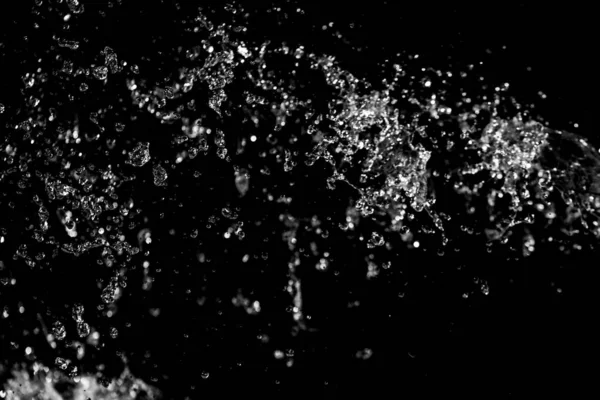 Salpicaduras Agua Oscuridad Con Gotas Agua Volando Bokeh Desenfocado —  Fotos de Stock
