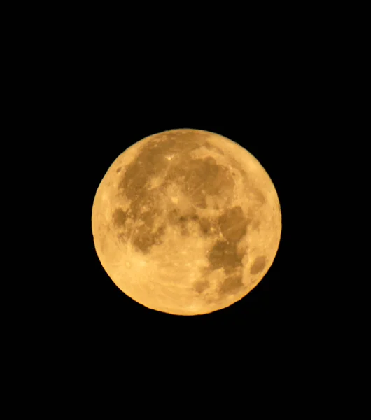 Gele Maan Zwarte Lucht — Stockfoto