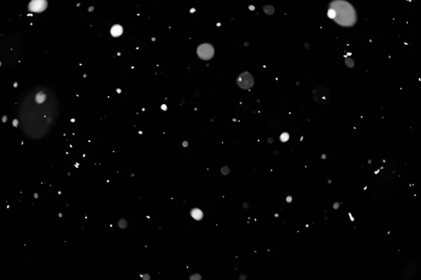 Kurzawa Tekstury Bokeh Świateł Czarnym Tle Strzał Latający Płatki Śniegu — Zdjęcie stockowe
