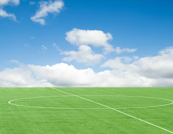 Green Football Field Sky Clouds — Stock Photo, Image