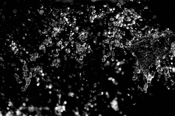 Water Splash Dark Drops Water Flying Defocused Bokeh — Stock Photo, Image