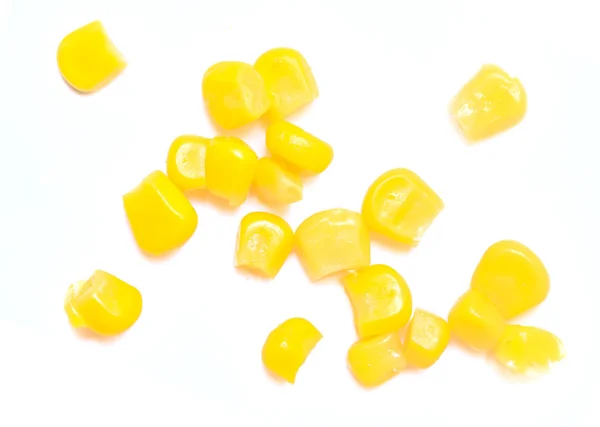 Gelbe Maiskörner Auf Weißem Hintergrund — Stockfoto