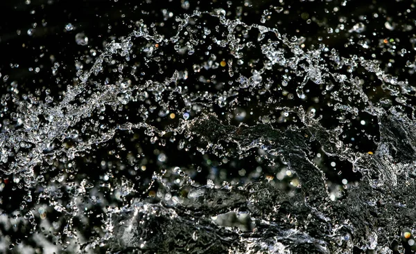 Water Splash Dark Drops Water Flying Defocused Bokeh — Stock Photo, Image