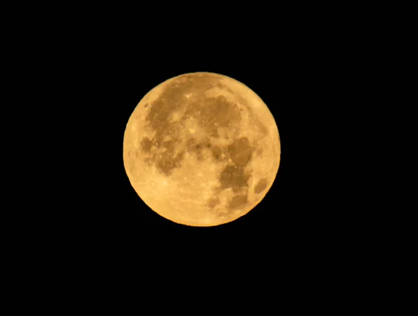 Gele Maan Zwarte Lucht — Stockfoto