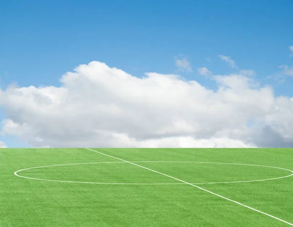 Green Football Field Sky Clouds — Stock Photo, Image