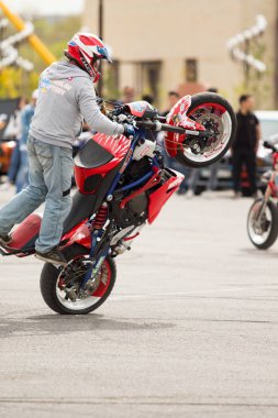 Shymkent, Kazakistan - 15 Şubat 2017: Motosiklet motorcu sezon açılış 15 Mart 2017 yılında Çimkent