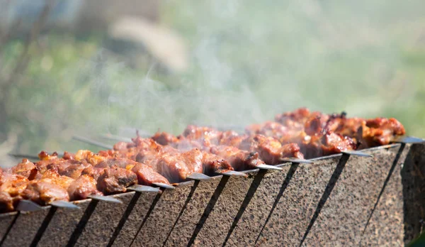 Lamm Shish Kebab Grillen Auf Dem Grill — Stockfoto