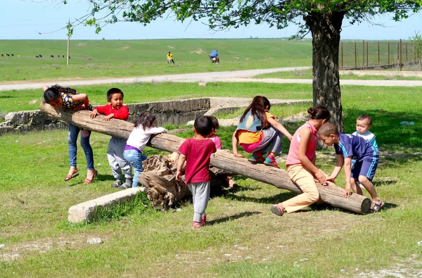 Kazakhstan Shymkent April 2017 Swing Rocker Little Children Play Street — Stock Photo, Image