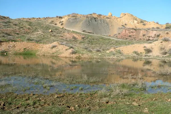 yeşil bozkır tepelerinin doğal görünümü