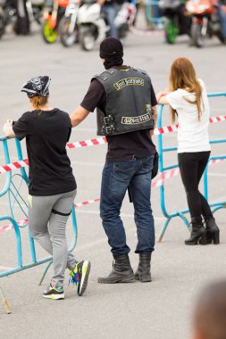 Shymkent, Kazakistan - 15 Şubat 2017: Motosiklet motorcu sezon açılış 15 Mart 2017 yılında Çimkent