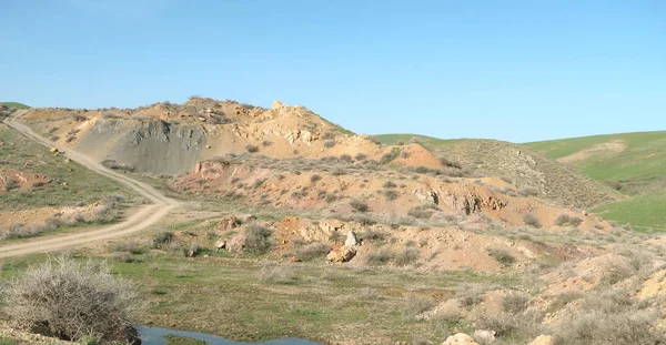 yeşil bozkır tepelerinin doğal görünümü