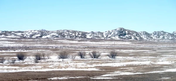 Colinas Estepe Neve Primavera — Fotografia de Stock