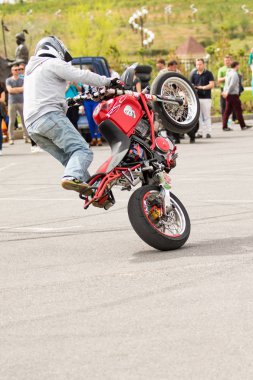 Shymkent, Kazakistan - 15 Şubat 2017: Motosiklet motorcu sezon açılış 15 Mart 2017 yılında Çimkent