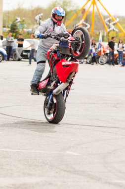 Shymkent, Kazakistan - 15 Şubat 2017: Motosiklet motorcu sezon açılış 15 Mart 2017 yılında Çimkent