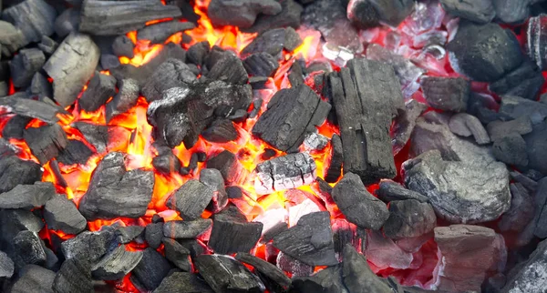 Quema Carbón Vegetal Primer Plano Fondo —  Fotos de Stock