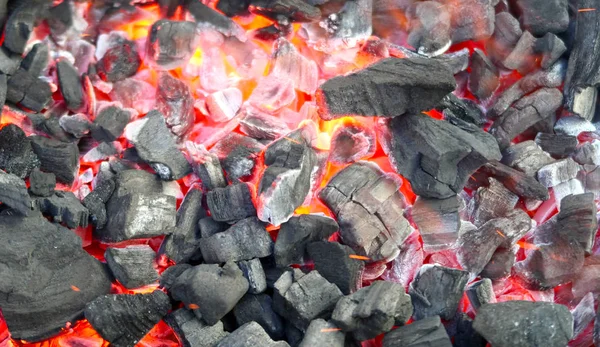 Quema Carbón Vegetal Primer Plano Fondo —  Fotos de Stock