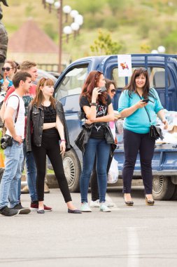 Shymkent, Kazakistan - 15 Şubat 2017: Motosiklet motorcu sezon açılış 15 Mart 2017 yılında Çimkent