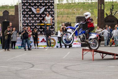 Shymkent, Kazakistan - 15 Şubat 2017: Motosiklet motorcu sezon açılış 15 Mart 2017 yılında Çimkent