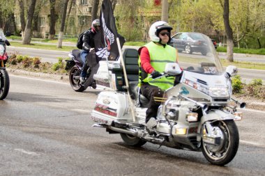 Shymkent, Kazakistan - 15 Şubat 2017: Motosiklet motorcu sezon açılış 15 Mart 2017 yılında Çimkent