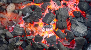 Yanan kömür closeup arka plan