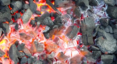 Yanan kömür closeup arka plan