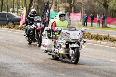 Shymkent, Kazakistan - 15 Şubat 2017: Motosiklet motorcu sezon açılış 15 Mart 2017 yılında Çimkent