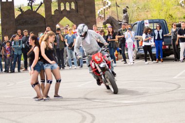 Shymkent, Kazakistan - 15 Şubat 2017: Motosiklet motorcu sezon açılış 15 Mart 2017 yılında Çimkent