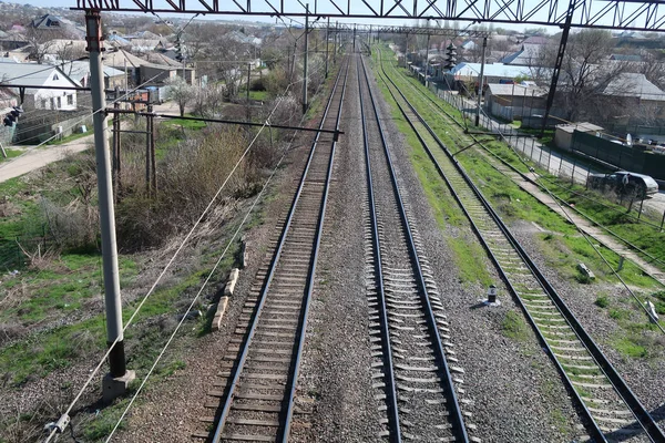 Railroad Tracks Bovenaanzicht — Stockfoto