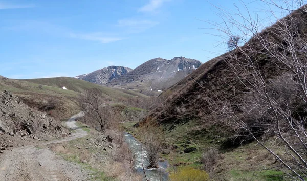 Dağlar Taşlar Hills Çayırlar Bahar Manzara — Stok fotoğraf