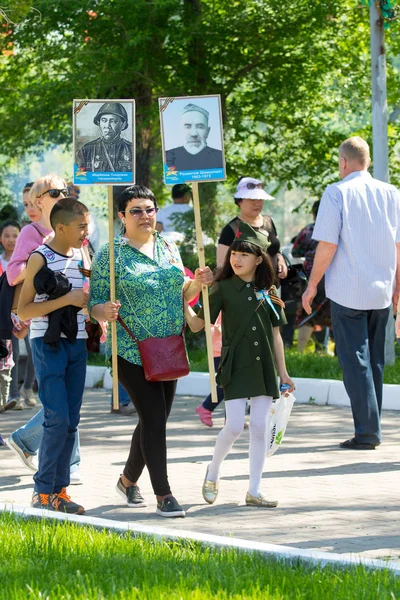 Szymkent Kazachstan Maja 2017 Immortal Pułku Festiwale Folklorystyczne Ludzi Święto — Zdjęcie stockowe