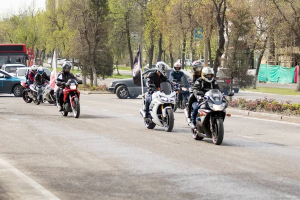Szymkent Kazachstan Marzec 2017 Motocykle Otwarciu Sezonu Rowerzysta Mieście Szymkent — Zdjęcie stockowe