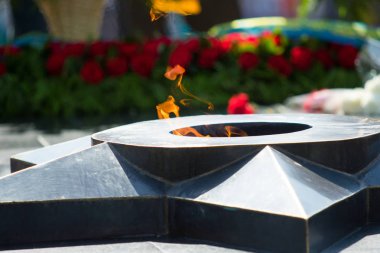 Shymkent, Kazakistan 9 Mayıs 2017: Ölümsüz alayı. Halk festivaller insan. Büyük Vatanseverlik Savaşı 1941-1945, Kızıl Ordu ve Sovyet halkının Zafer Bayramı.