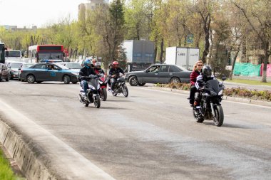 Shymkent, Kazakistan - 15 Şubat 2017: Motosiklet motorcu sezon açılış 15 Mart 2017 yılında Çimkent