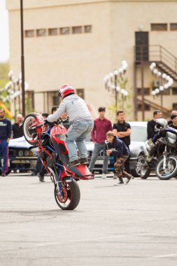 Shymkent, Kazakistan - 15 Şubat 2017: Motosiklet motorcu sezon açılış 15 Mart 2017 yılında Çimkent