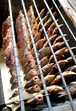 Füme balık kurutulur