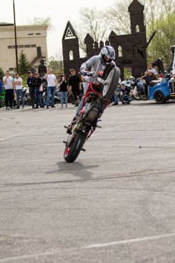 Shymkent, Kazakistan - 15 Şubat 2017: Motosiklet motorcu sezon açılış 15 Mart 2017 yılında Çimkent