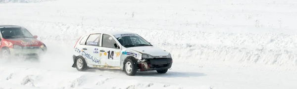 Petropavlovsk Kazakhstan March 2016 Sports Cars Icy Track Preparing Competition — Stock Photo, Image