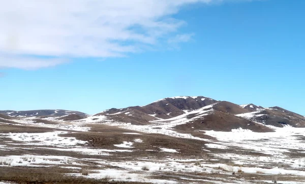 Snow Spring Steppe Hills — Stock Photo, Image