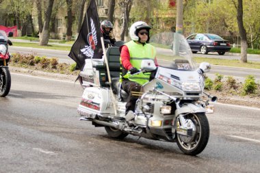Shymkent, Kazakistan - 15 Şubat 2017: Motosiklet motorcu sezon açılış 15 Mart 2017 yılında Çimkent