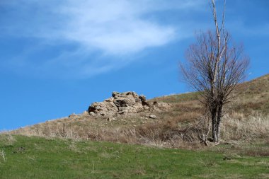 Dağlar taşlar, hills, çayırlar, bahar manzara