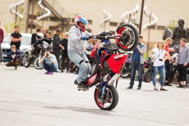 Shymkent, Kazakistan - 15 Şubat 2017: Motosiklet motorcu sezon açılış 15 Mart 2017 yılında Çimkent