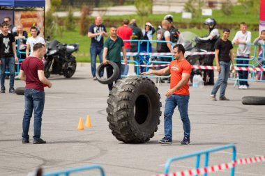 Shymkent, Kazakistan - 15 Şubat 2017: Motosiklet motorcu sezon açılış 15 Mart 2017 yılında Çimkent