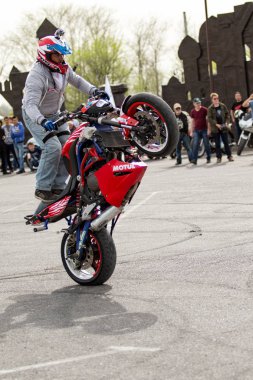 Shymkent, Kazakistan - 15 Şubat 2017: Motosiklet motorcu sezon açılış 15 Mart 2017 yılında Çimkent