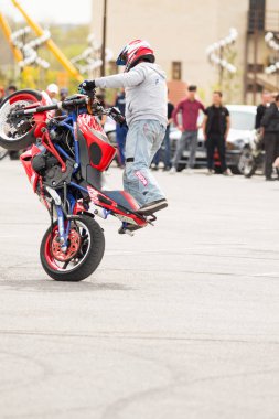 Shymkent, Kazakistan - 15 Şubat 2017: Motosiklet motorcu sezon açılış 15 Mart 2017 yılında Çimkent