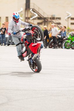 Shymkent, Kazakistan - 15 Şubat 2017: Motosiklet motorcu sezon açılış 15 Mart 2017 yılında Çimkent