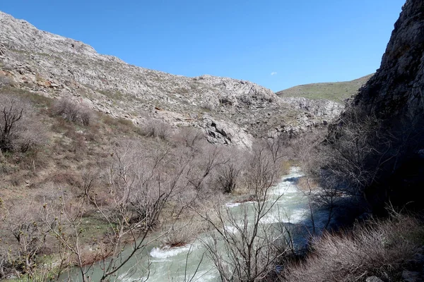 Nehir Dağlarda Erken Bahar — Stok fotoğraf